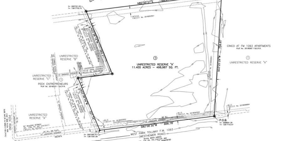 survey drawing of land proposed for use by apartment complex