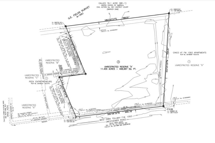 survey drawing of land proposed for use by apartment complex