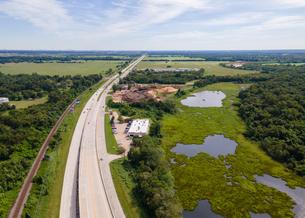 Aerial View of Richmond Highways and marsh
