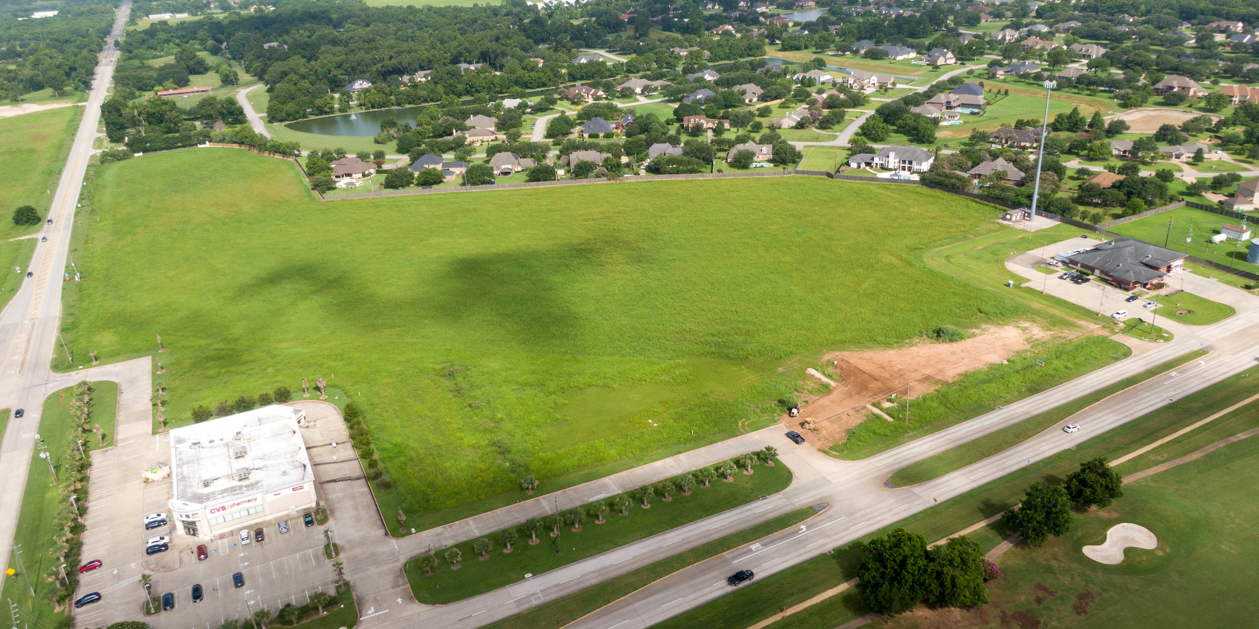 aerial view of empty land available for development